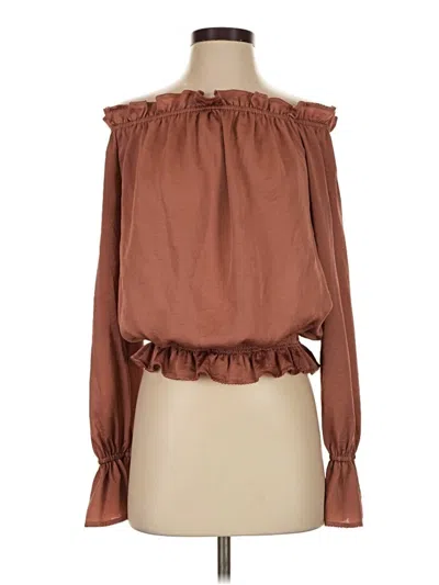 Pre-owned Express Long Sleeve Blouse In Brown