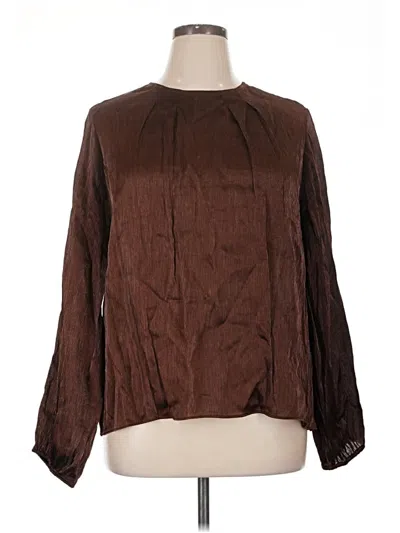 Pre-owned Express Long Sleeve Blouse In Brown
