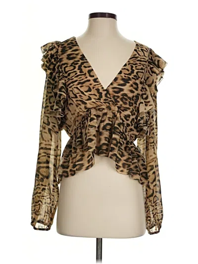 Pre-owned Express Long Sleeve Blouse In Brown