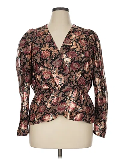 Pre-owned Express Long Sleeve Blouse In Brown