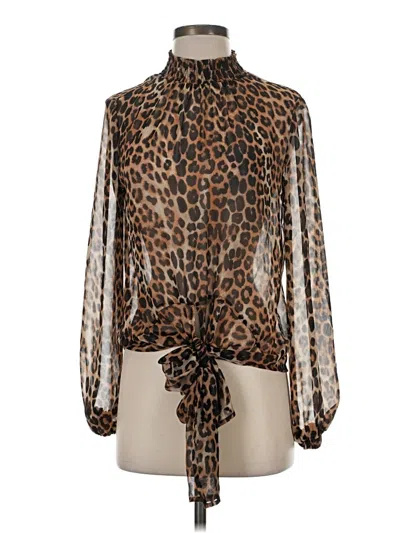 Pre-owned Express Long Sleeve Blouse In Brown