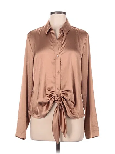 Pre-owned Express Long Sleeve Blouse In Brown