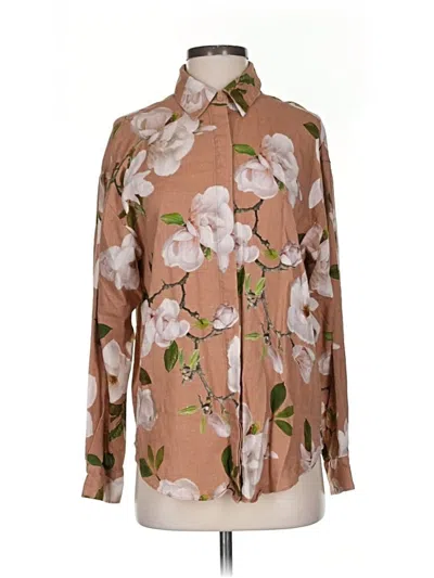 Pre-owned Express Long Sleeve Blouse In Brown