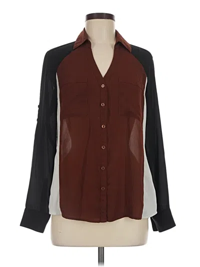 Pre-owned Express Long Sleeve Blouse In Brown