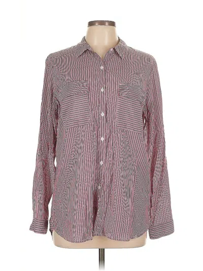 Pre-owned Express Long Sleeve Blouse In Burgundy