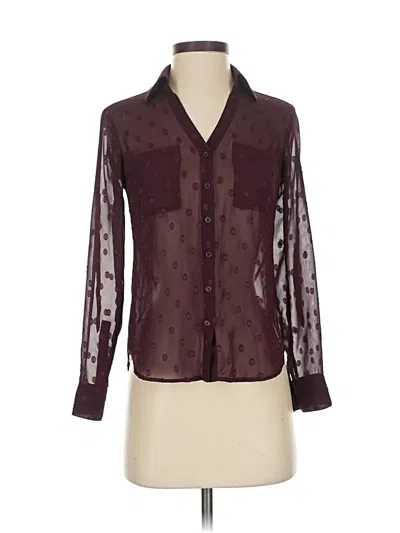 Pre-owned Express Long Sleeve Blouse In Burgundy