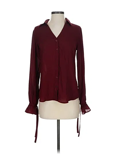 Pre-owned Express Long Sleeve Blouse In Burgundy