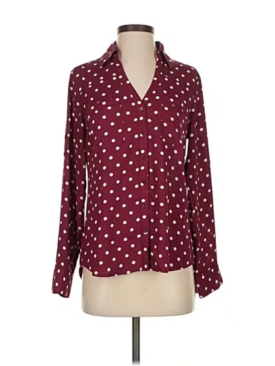 Pre-owned Express Long Sleeve Blouse In Burgundy