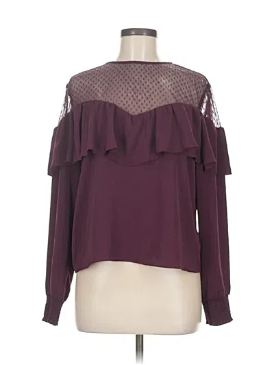 Pre-owned Express Long Sleeve Blouse In Burgundy