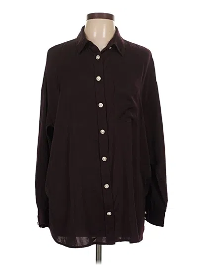 Pre-owned Express Long Sleeve Blouse In Burgundy