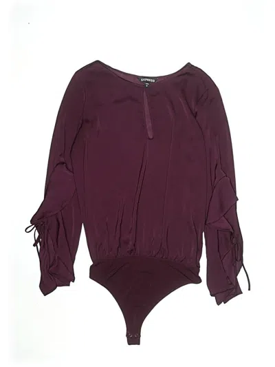 Pre-owned Express Long Sleeve Blouse In Burgundy