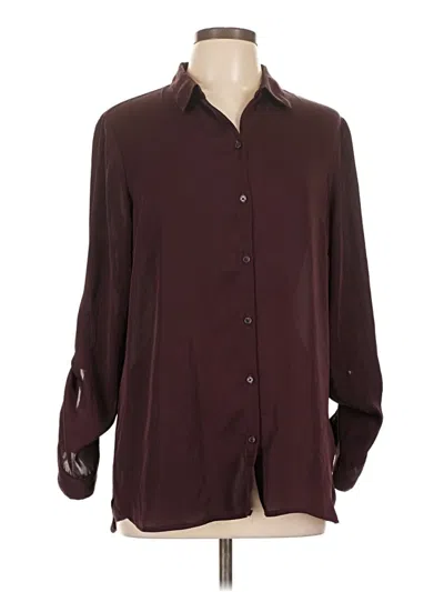 Pre-owned Express Long Sleeve Blouse In Burgundy