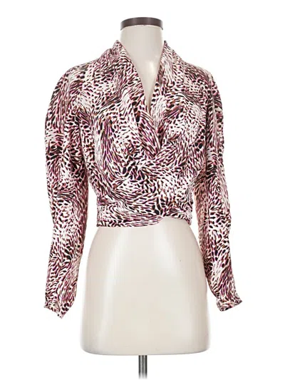 Pre-owned Express Long Sleeve Blouse In Burgundy