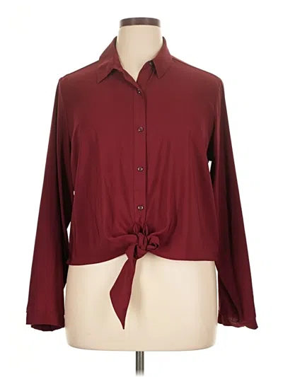 Pre-owned Express Long Sleeve Blouse In Burgundy