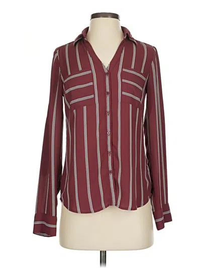 Pre-owned Express Long Sleeve Blouse In Burgundy