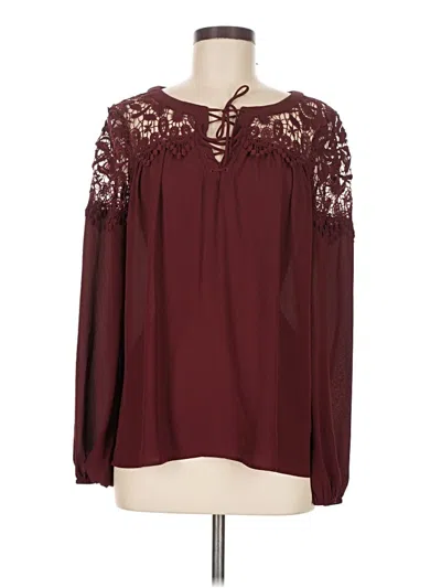 Express Long Sleeve Blouse In Burgundy
