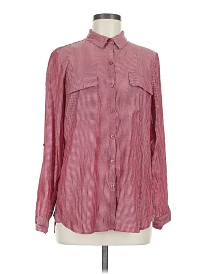 Pre-owned Express Long Sleeve Blouse In Burgundy