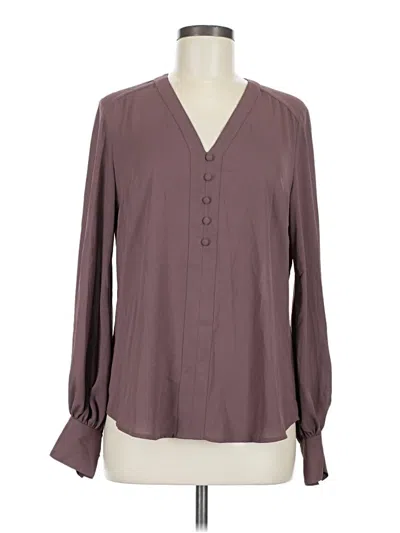 Pre-owned Express Long Sleeve Blouse In Burgundy