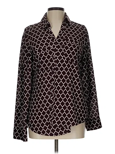 Pre-owned Express Long Sleeve Blouse In Burgundy