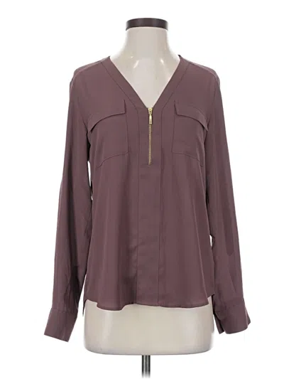 Pre-owned Express Long Sleeve Blouse In Burgundy