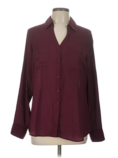 Pre-owned Express Long Sleeve Blouse In Burgundy