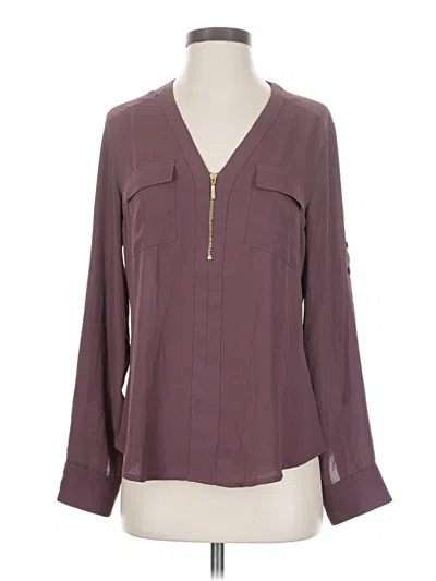 Pre-owned Express Long Sleeve Blouse In Burgundy