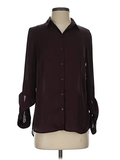 Pre-owned Express Long Sleeve Blouse In Burgundy