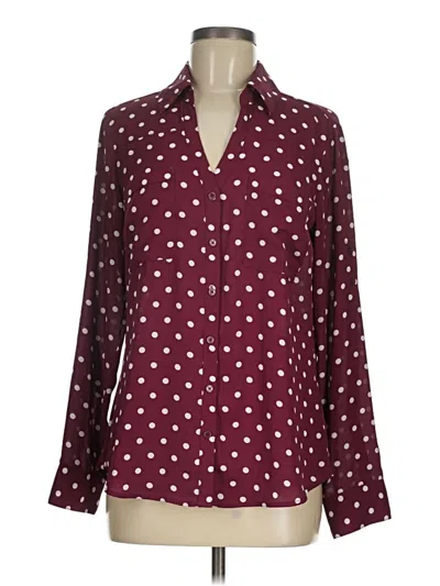 Pre-owned Express Long Sleeve Blouse In Burgundy
