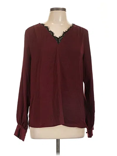Pre-owned Express Long Sleeve Blouse In Burgundy