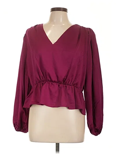 Pre-owned Express Long Sleeve Blouse In Burgundy