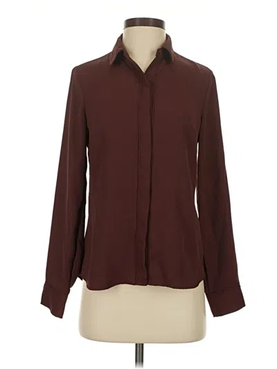 Pre-owned Express Long Sleeve Blouse In Burgundy