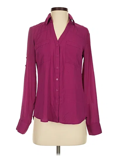 Pre-owned Express Long Sleeve Blouse In Burgundy