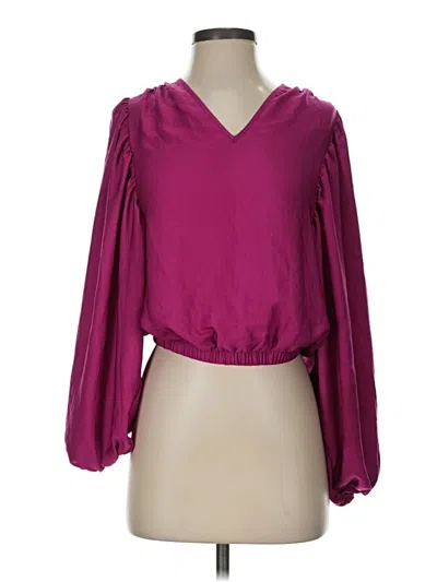 Pre-owned Express Long Sleeve Blouse In Burgundy