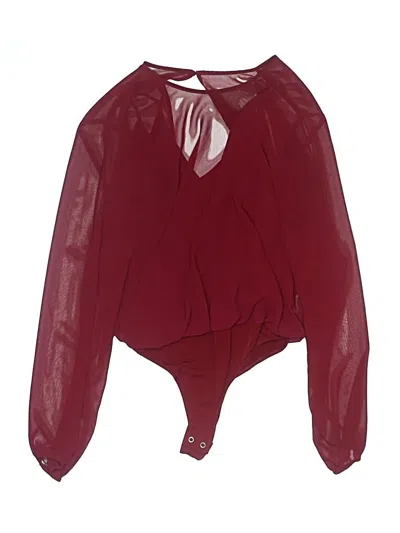 Pre-owned Express Long Sleeve Blouse In Burgundy