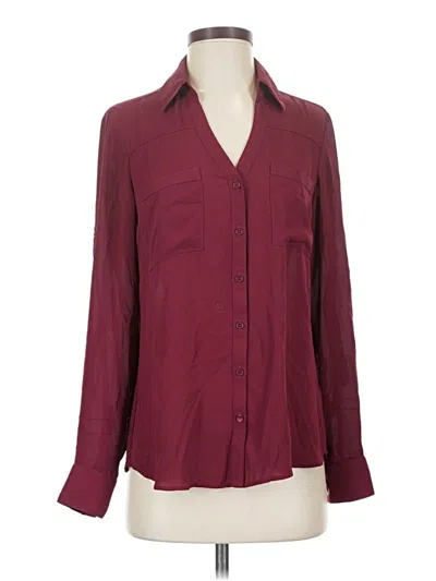 Pre-owned Express Long Sleeve Blouse In Burgundy