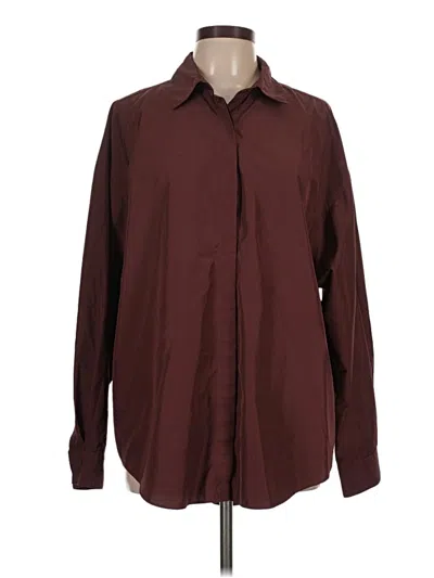 Pre-owned Express Long Sleeve Blouse In Burgundy