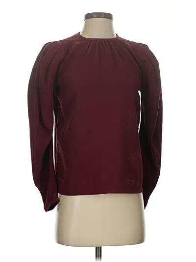 Pre-owned Express Long Sleeve Blouse In Burgundy