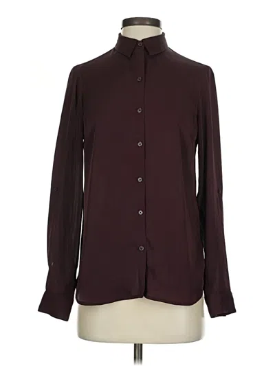Pre-owned Express Long Sleeve Blouse In Burgundy