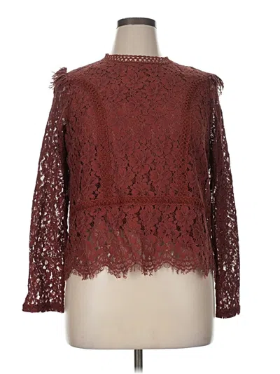 Pre-owned Express Long Sleeve Blouse In Burgundy