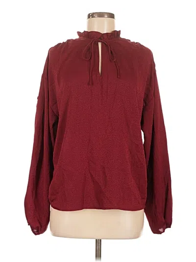 Pre-owned Express Long Sleeve Blouse In Burgundy