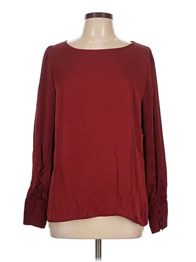 Pre-owned Express Long Sleeve Blouse In Burgundy