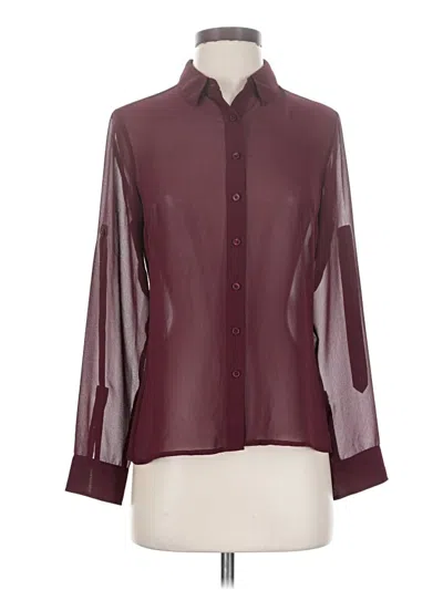 Pre-owned Express Long Sleeve Blouse In Burgundy