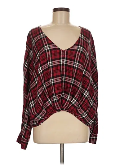Pre-owned Express Long Sleeve Blouse In Burgundy