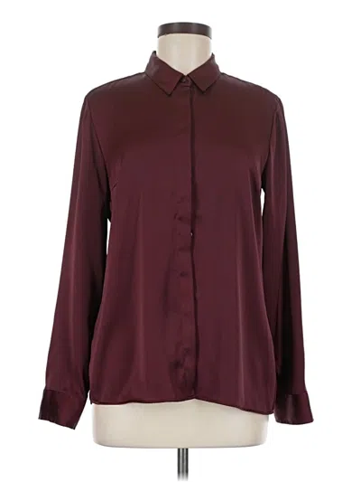 Pre-owned Express Long Sleeve Blouse In Burgundy