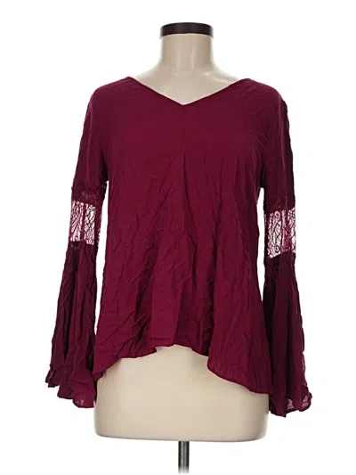 Pre-owned Express Long Sleeve Blouse In Burgundy