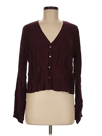 Pre-owned Express Long Sleeve Blouse In Burgundy