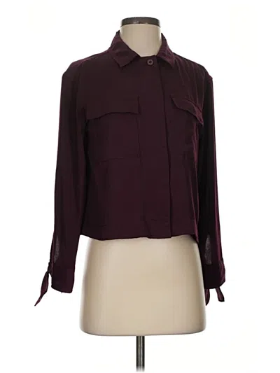 Pre-owned Express Long Sleeve Blouse In Burgundy