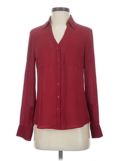 Pre-owned Express Long Sleeve Blouse In Burgundy