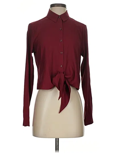 Pre-owned Express Long Sleeve Blouse In Burgundy