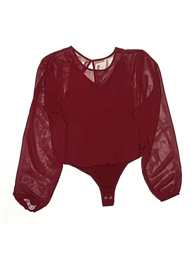 Pre-owned Express Long Sleeve Blouse In Burgundy